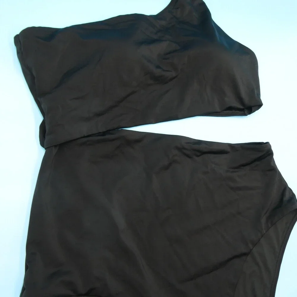 Victorias Secret XL Black One Shoulder Cutout Padded One Piece Swimsuit Beach VS
